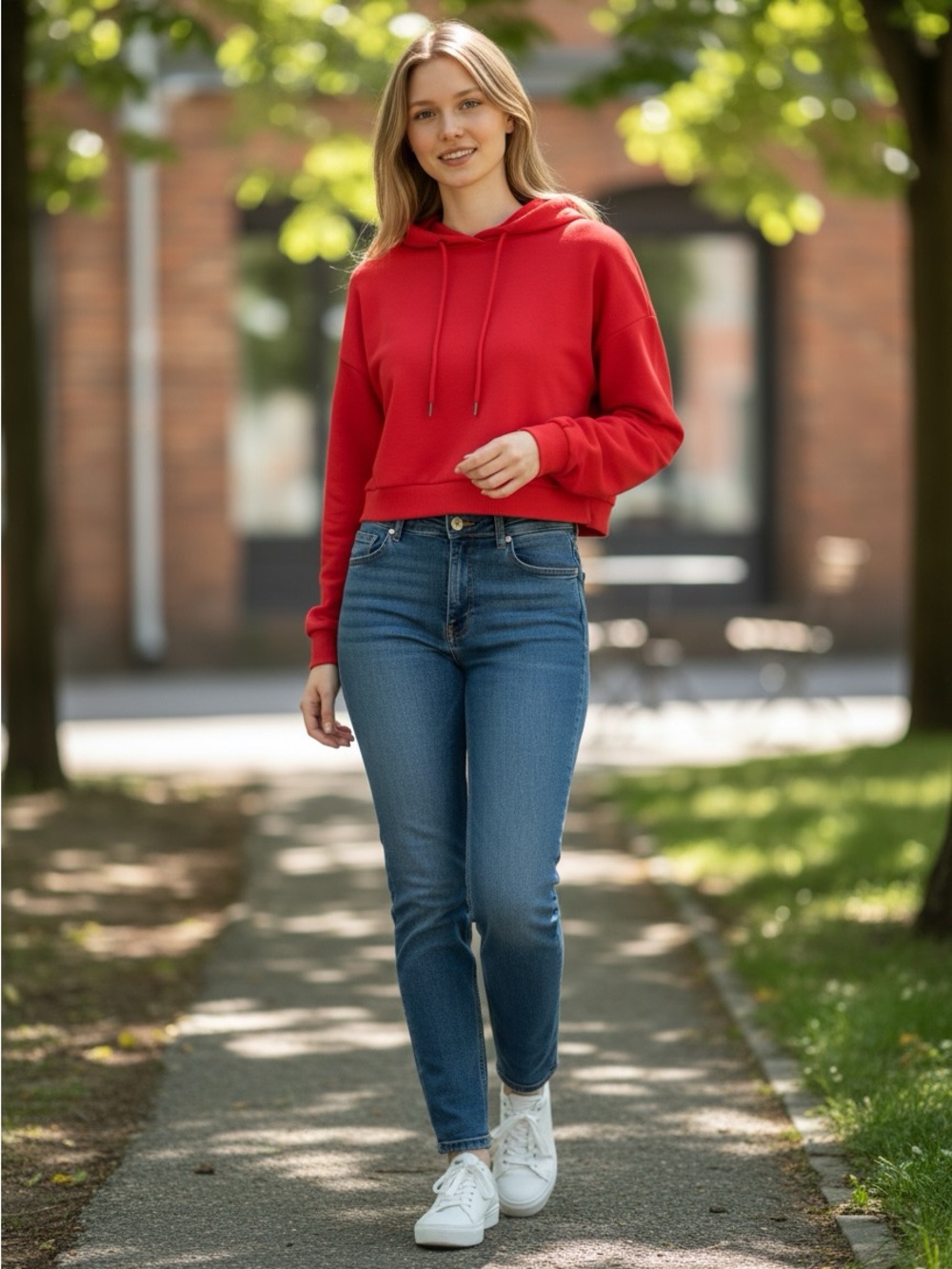 Heart Hips Red Cropped Hoodie